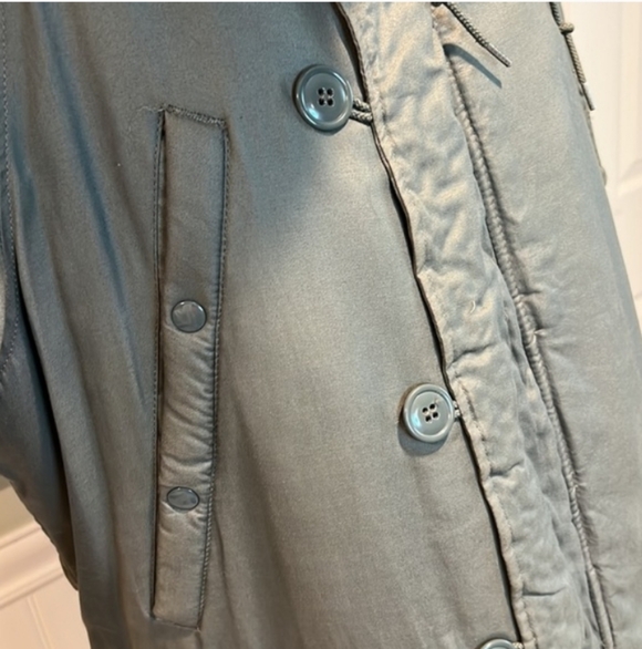 Vintage Green Military Flight Hooded Parka with Real Fur Hood Trim M - Picture 5 of 13